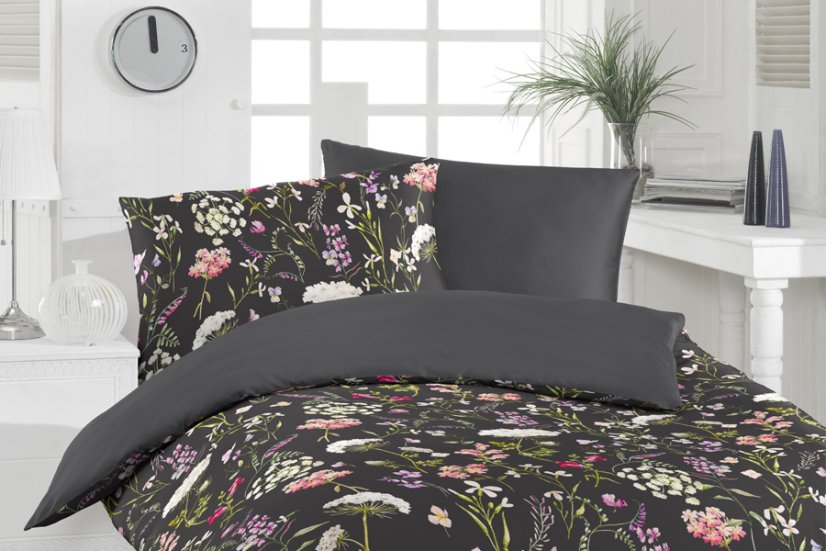 Saténové povlečení Florella Fioere Black